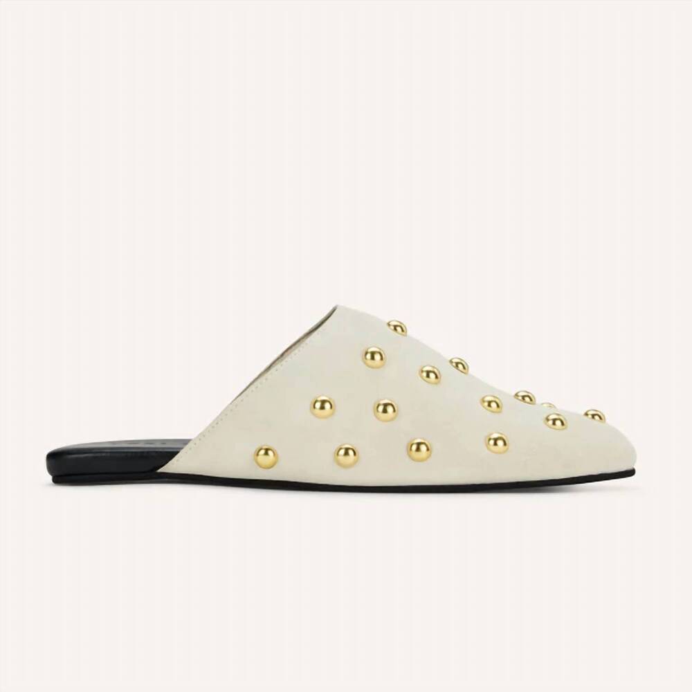 NEW YOSI SAMRA women's zoe mule slide in cream suede